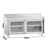 Szafka robocza ze stali nierdzewnej PREMIUM - 1600x700mm - z szklanymi drzwiami suwanymi, z rantem