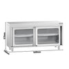 Szafka robocza PREMIUM – stal nierdzewna – 1600 x 700 mm – z drzwiami szklanymi przesuwnymi