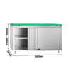 Stainless Steel Floor Cupboard PREMIUM - 1600x700mm - with Sliding Doors - incl. Chopping Board Green