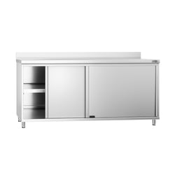 Szafka robocza ze stali nierdzewnej PREMIUM - 1800x800mm - z drzwiami suwanymi, z rantem