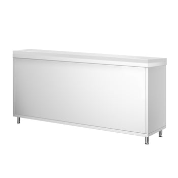 Szafka robocza ze stali nierdzewnej PREMIUM - 1800 x 600 mm - z drzwiami przesuwnymi - w zestawie deska do krojenia w kolorze białym - Prime Gastro