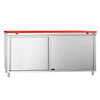 Stainless Steel Floor Cupboard PREMIUM - 1800x600mm - with Sliding Doors - incl. Chopping Board Red