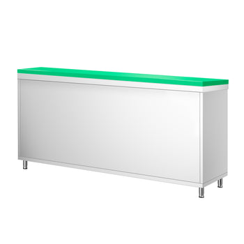 Szafka robocza ze stali nierdzewnej PREMIUM - 1800 x 800 mm - z drzwiami przesuwnymi - wraz z deską do krojenia w kolorze zielonym - Prime Gastro