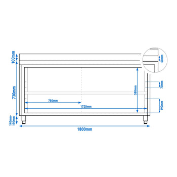Szafka robocza ze stali nierdzewnej ECO - 1800x600 mm - z przesuwanymi drzwiami i panelem tylnym - Prime Gastro