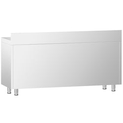Szafka robocza ze stali nierdzewnej PREMIUM – 2000 x 600 mm – z przesuwanymi drzwiami szklanymi i nadstawką