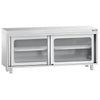 Szafka robocza ze stali nierdzewnej PREMIUM - 1800x700mm - z szklanymi drzwiami suwanymi