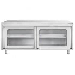 Szafka robocza ze stali nierdzewnej PREMIUM - 1800x600mm - z szklane drzwi suwane
