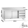 Stainless Steel Floor Cupboard PREMIUM - 1800x600mm - with 3 Drawers right & Upstand