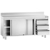 Stainless Steel Floor Cupboard PREMIUM - 1800x600mm - with 3 Drawers right & Upstand