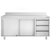 Stainless Steel Floor Cupboard PREMIUM - 1800x600mm - with 3 Drawers right & Upstand