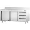 Stainless Steel Floor Cupboard PREMIUM - 1800x600mm - with 3 Drawers right & Upstand