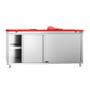 Stainless Steel Floor Cupboard PREMIUM - 1800x600mm - with Sliding Doors - incl. Chopping Board Red
