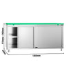 Szafka robocza ze stali nierdzewnej PREMIUM - 1800x600mm - z drzwi suwane - z deską do krojenia, kolor: zielony