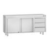 Stainless Steel Floor Cupboard ECO - 1800x700mm - with Sliding Doors - with 3 Drawers right