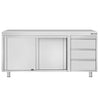 Stainless Steel Floor Cupboard ECO - 1800x700mm - with Sliding Doors - with 3 Drawers right