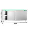 Stainless Steel Floor Cupboard PREMIUM - 1800x700mm - with Sliding Doors - incl. Chopping Board Green