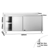 Stainless Steel Floor Cupboard PREMIUM - 1800x800mm - with Sliding Doors & Upstand