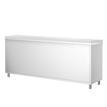 Szafka robocza ze stali nierdzewnej PREMIUM - 2000 x 800 mm - z drzwiami przesuwnymi - wraz z deską do krojenia w kolorze białym - Prime Gastro