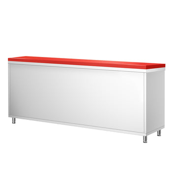 Szafka robocza ze stali nierdzewnej PREMIUM - 2000 x 800 mm - z drzwiami przesuwnymi - wraz z deską do krojenia w kolorze czerwonym - Prime Gastro