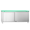 Szafka robocza ze stali nierdzewnej PREMIUM - 2000x700mm - z drzwiami suwanymi - z deską do krojenia, kolor: zielony