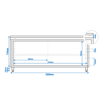 Szafka robocza ze stali nierdzewnej PREMIUM - 2000 x 800 mm - z drzwiami przesuwnymi - wraz z deską do krojenia w kolorze białym - Prime Gastro