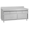 Edelstahl Arbeitsschrank ECO - 2000x700mm - mit 4 Schubladen & Aufkantung