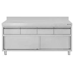 Edelstahl Arbeitsschrank ECO - 2000x700mm - mit 4 Schubladen & Aufkantung