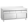 Edelstahl Arbeitsschrank PREMIUM - 2000x700mm - mit 4 Schubladen & Aufkantung