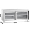 Szafka robocza PREMIUM – stal nierdzewna – 2000 x 600 mm – z drzwiami szklanymi przesuwnymi