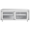 Szafka robocza PREMIUM – stal nierdzewna – 2000 x 600 mm – z drzwiami szklanymi przesuwnymi