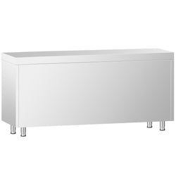 Szafka robocza ze stali nierdzewnej PREMIUM – 1800 x 600 mm – z przesuwanymi drzwiami szklanymi