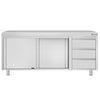 Stainless Steel Floor Cupboard ECO - 2000x600mm - with Sliding Doors - with 3 Drawers right