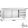 Stainless Steel Floor Cupboard PREMIUM - 2000x600mm - with Sliding Doors with 3 Drawers right