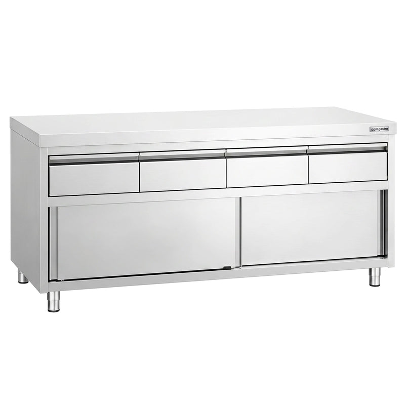 Edelstahl Arbeitsschrank PREMIUM - 2000x700mm - mit 4 Schubladen