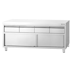 Edelstahl Arbeitsschrank PREMIUM - 2000x700mm - mit 4 Schubladen