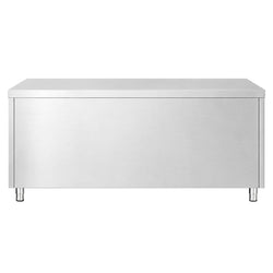Szafka robocza ze stali nierdzewnej PREMIUM – 2000 x 600 mm – z 4 szufladami i drzwiami przesuwnymi