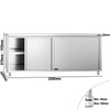 Szafka robocza PREMIUM – stal nierdzewna – 2000 x 600 mm – z drzwiami przesuwnymi