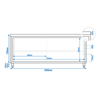 Szafka robocza ze stali nierdzewnej ECO - 2000x700mm - z drzwiami przesuwnymi - Prime Gastro