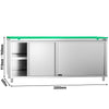 Szafka robocza ze stali nierdzewnej PREMIUM - 2000x600mm - z drzwiami suwane - z deską do krojenia, kolor: zielony