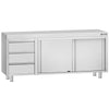 Stainless Steel Floor Cupboard ECO - 2000x700mm - with Sliding Doors - with 3 Drawers left