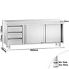 Stainless Steel Floor Cupboard PREMIUM - 2000x700mm - with Sliding Doors with 3 Drawers left