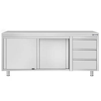 Szafka robocza ze stali nierdzewnej ECO - 2000 x 700 mm - z 3 szufladami po prawej stronie - Prime Gastro