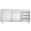 Stainless Steel Floor Cupboard PREMIUM - 2000x700mm - with Sliding Doors - with 3 Drawers right