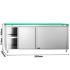 Szafka robocza ze stali nierdzewnej PREMIUM - 2000x700mm - z drzwiami suwanymi - z deską do krojenia, kolor: zielony
