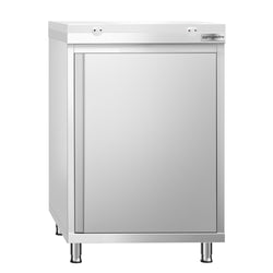 Stainless Steel Floor Cupboard PREMIUM - 600x700mm - with Hinged Doors - incl. Chopping Board White