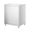 Stainless Steel Floor Cupboard PREMIUM - 600x700mm - with Hinged Doors - incl. Chopping Board White