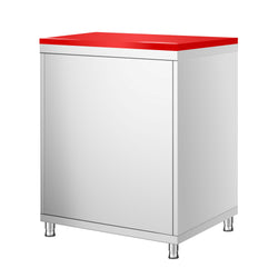 Stainless Steel Floor Cupboard PREMIUM - 600x700mm - with Hinged Door - incl. Chopping Board Red