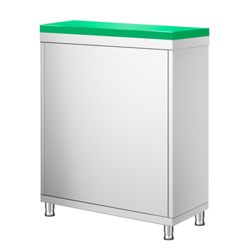 Szafka robocza ze stali nierdzewnej PREMIUM - 600 x 700 mm - z drzwiami skrzydłowymi - wraz z deską do krojenia w kolorze zielonym - Prime Gastro