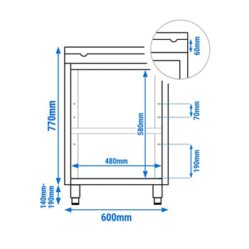 Szafka robocza ze stali nierdzewnej PREMIUM - 600 x 600 mm - z drzwiami skrzydłowymi - wraz z deską do krojenia w kolorze białym - Prime Gastro