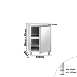 Szafka robocza ze stali nierdzewnej PREMIUM – 600 x 600 mm – z drzwiami skrzydłowymi